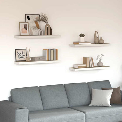 Floating Wall Shelves 4 pcs Oak and White 80x23.5x3.8 cm MDF