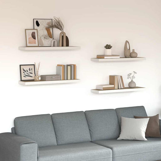 Floating Wall Shelves 4 pcs Oak and White 80x23.5x3.8 cm MDF