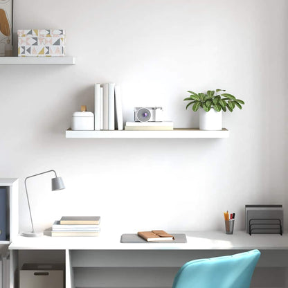 Floating Wall Shelf Oak and White 90x23.5x3.8 cm MDF