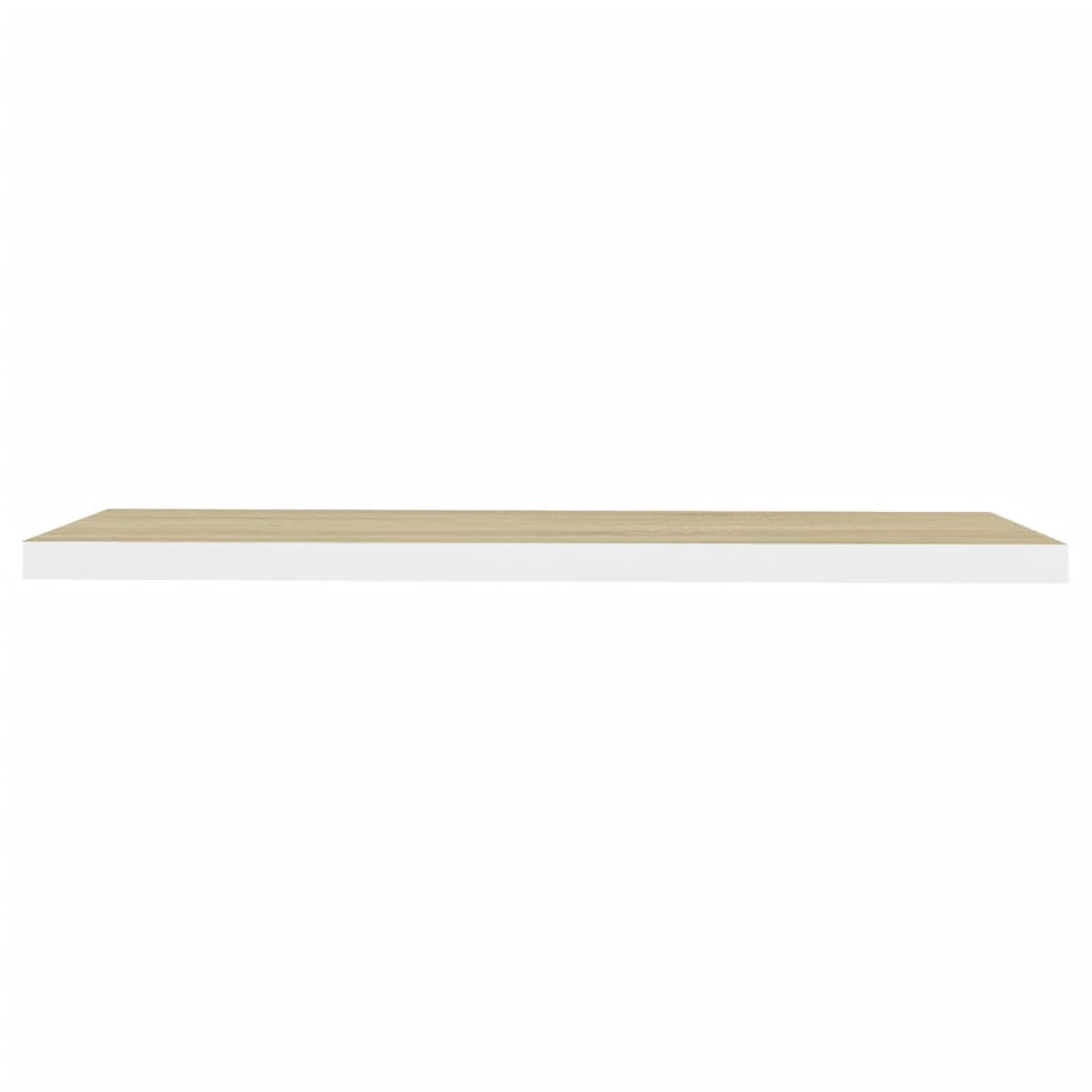 Floating Wall Shelf Oak and White 90x23.5x3.8 cm MDF