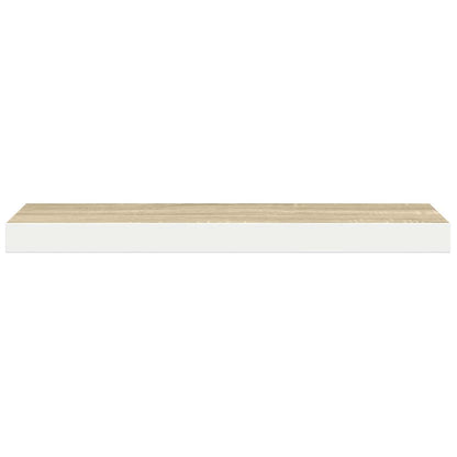 Floating Wall Shelf Oak and White 90x23.5x3.8 cm MDF