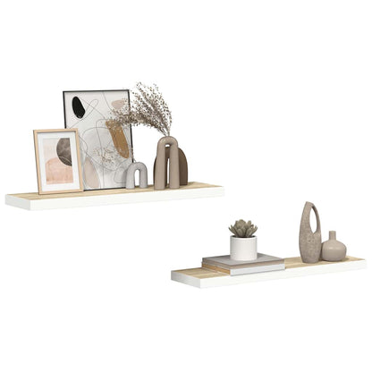 Floating Wall Shelves 2 pcs Oak and White 90x23.5x3.8 cm MDF