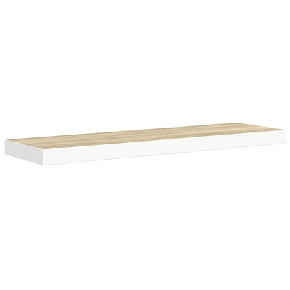 Floating Wall Shelves 2 pcs Oak and White 90x23.5x3.8 cm MDF