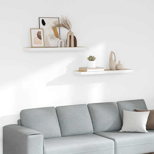 Floating Wall Shelves 2 pcs Oak and White 90x23.5x3.8 cm MDF
