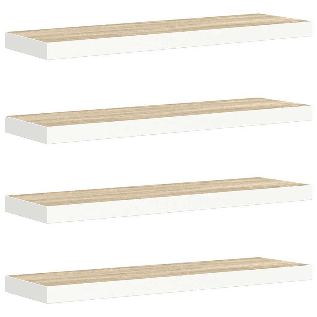 326584 vidaXL Floating Wall Shelves 4 pcs Oak and White 90x23,5x3,8 cm MDF