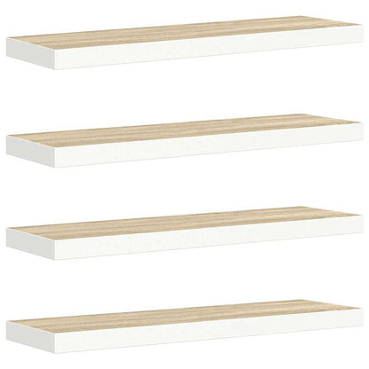 326584 vidaXL Floating Wall Shelves 4 pcs Oak and White 90x23,5x3,8 cm MDF