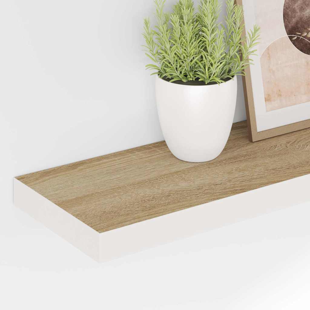 326584 vidaXL Floating Wall Shelves 4 pcs Oak and White 90x23,5x3,8 cm MDF