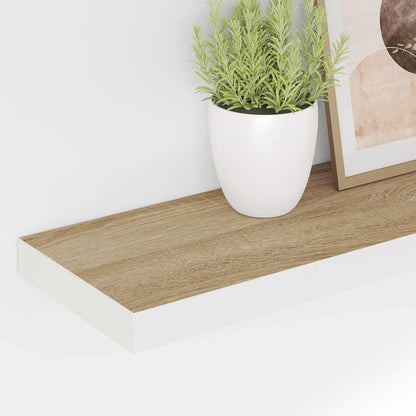 Floating Wall Shelf Oak and White 120x23.5x3.8 cm MDF