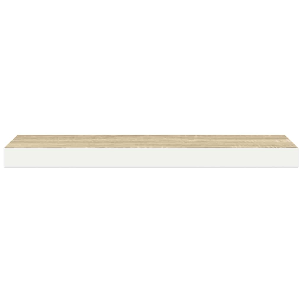 Floating Wall Shelf Oak and White 120x23.5x3.8 cm MDF