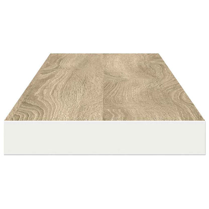 Floating Wall Shelf Oak and White 120x23.5x3.8 cm MDF