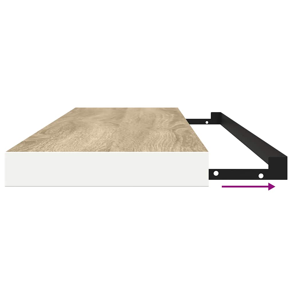 Floating Wall Shelf Oak and White 120x23.5x3.8 cm MDF