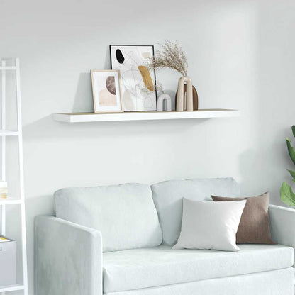 Floating Wall Shelf Oak and White 120x23.5x3.8 cm MDF