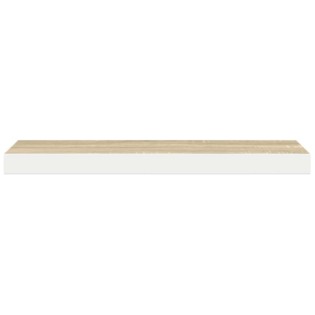 Floating Wall Shelves 2 pcs Oak and White 120x23.5x3.8 cm MDF