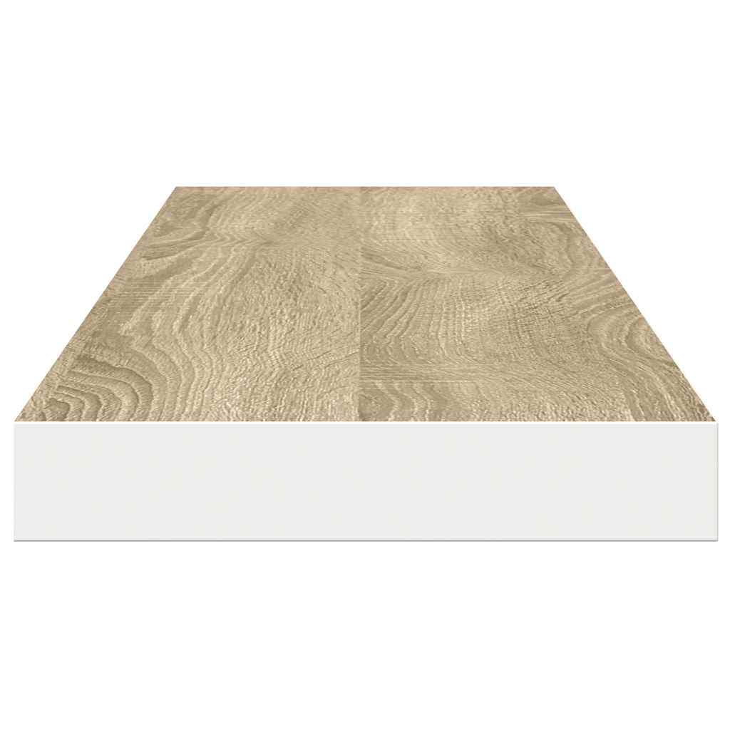 Floating Wall Shelves 2 pcs Oak and White 120x23.5x3.8 cm MDF