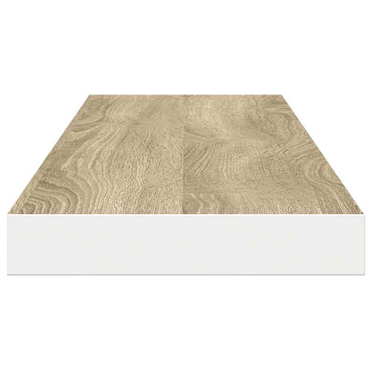 Floating Wall Shelves 2 pcs Oak and White 120x23.5x3.8 cm MDF