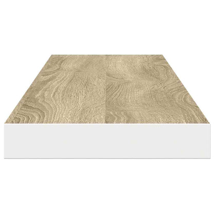 326586 vidaXL Floating Wall Shelves 2 pcs Oak and White 120x23,5x3,8 cm MDF