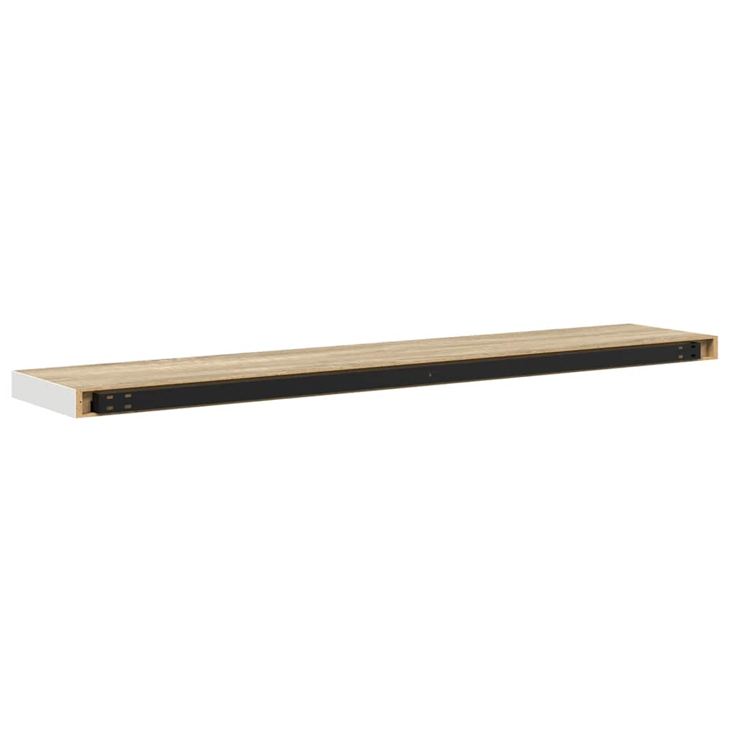 Floating Wall Shelves 2 pcs Oak and White 120x23.5x3.8 cm MDF