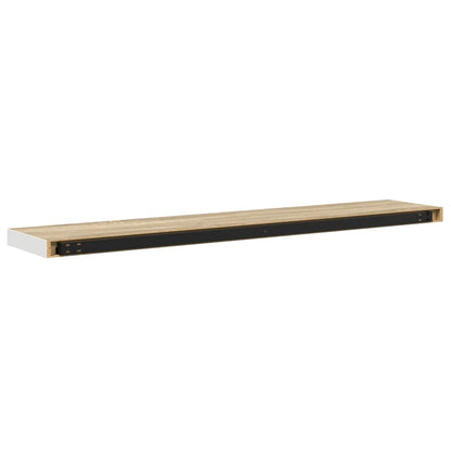 Floating Wall Shelves 2 pcs Oak and White 120x23.5x3.8 cm MDF