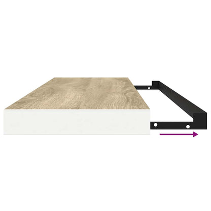 Floating Wall Shelves 2 pcs Oak and White 120x23.5x3.8 cm MDF