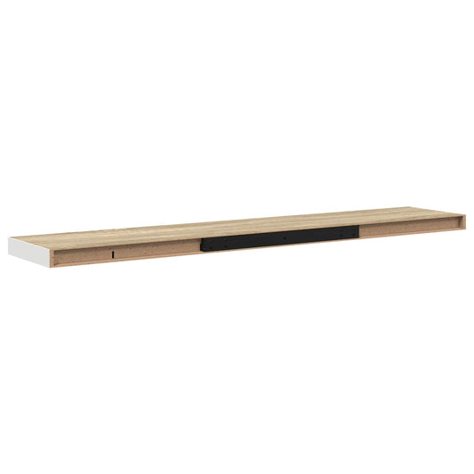 326586 vidaXL Floating Wall Shelves 2 pcs Oak and White 120x23,5x3,8 cm MDF
