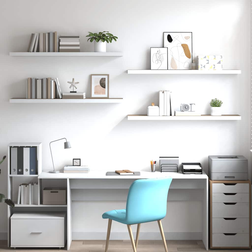 Floating Wall Shelves 4 pcs Oak and White 120x23.5x3.8 cm MDF