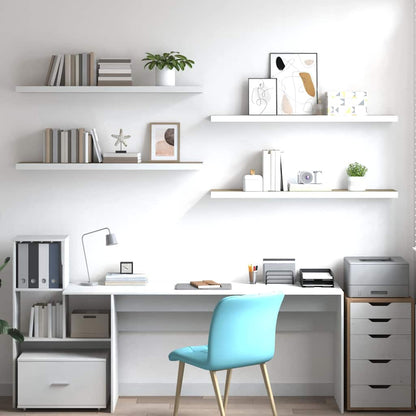 Floating Wall Shelves 4 pcs Oak and White 120x23.5x3.8 cm MDF