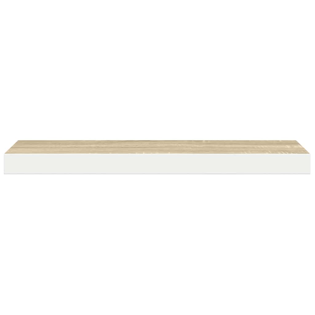 Floating Wall Shelves 4 pcs Oak and White 120x23.5x3.8 cm MDF