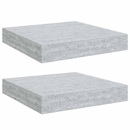 Floating Wall Shelves 2 pcs Concrete Grey 23x23.5x3.8 cm MDF