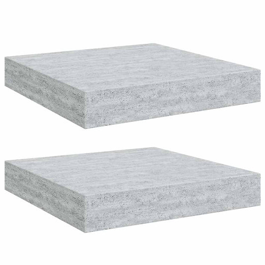 Floating Wall Shelves 2 pcs Concrete Grey 23x23.5x3.8 cm MDF