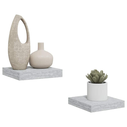 Floating Wall Shelves 2 pcs Concrete Grey 23x23.5x3.8 cm MDF