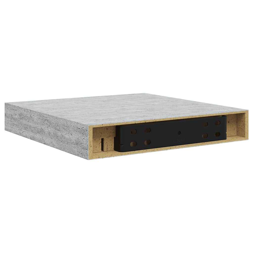 Floating Wall Shelves 2 pcs Concrete Grey 23x23.5x3.8 cm MDF