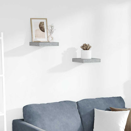 Floating Wall Shelves 2 pcs Concrete Grey 23x23.5x3.8 cm MDF