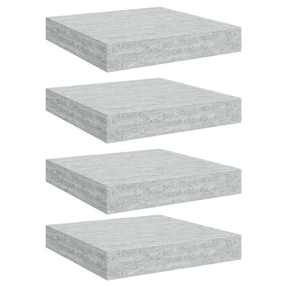 Floating Wall Shelves 4 pcs Concrete Grey 23x23.5x3.8 cm MDF
