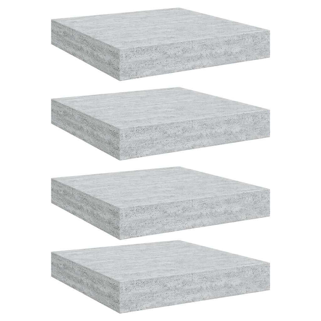 Floating Wall Shelves 4 pcs Concrete Grey 23x23.5x3.8 cm MDF