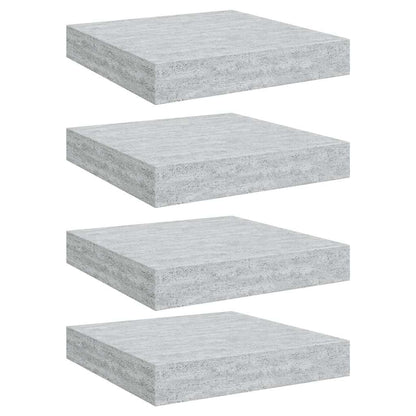 Floating Wall Shelves 4 pcs Concrete Grey 23x23.5x3.8 cm MDF