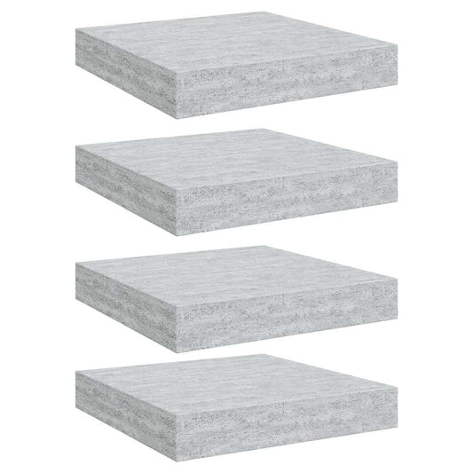 Floating Wall Shelves 4 pcs Concrete Grey 23x23.5x3.8 cm MDF