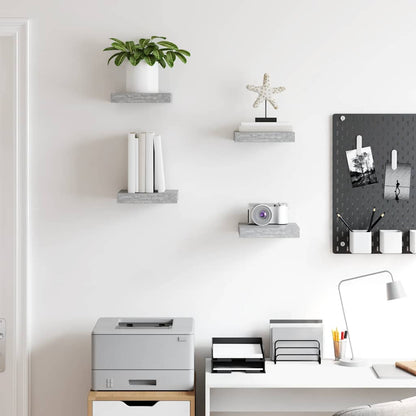 Floating Wall Shelves 4 pcs Concrete Grey 23x23.5x3.8 cm MDF