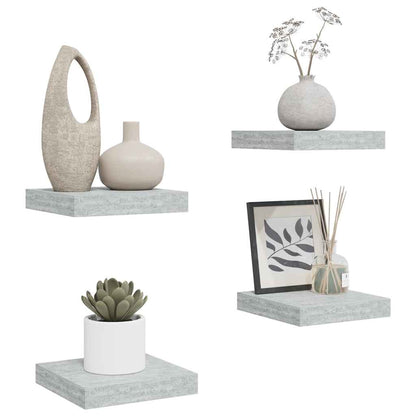 Floating Wall Shelves 4 pcs Concrete Grey 23x23.5x3.8 cm MDF