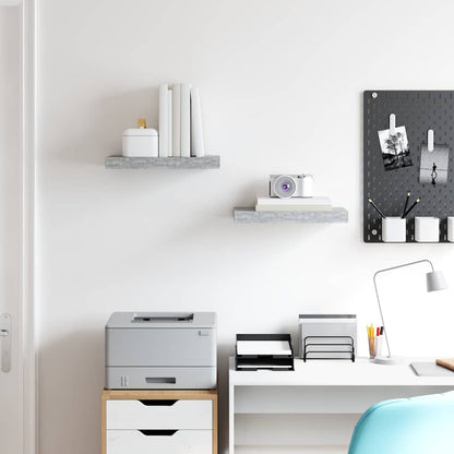 Floating Wall Shelves 2 pcs Concrete Grey 40x23x3.8 cm MDF
