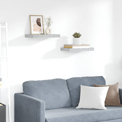 Floating Wall Shelves 2 pcs Concrete Grey 40x23x3.8 cm MDF