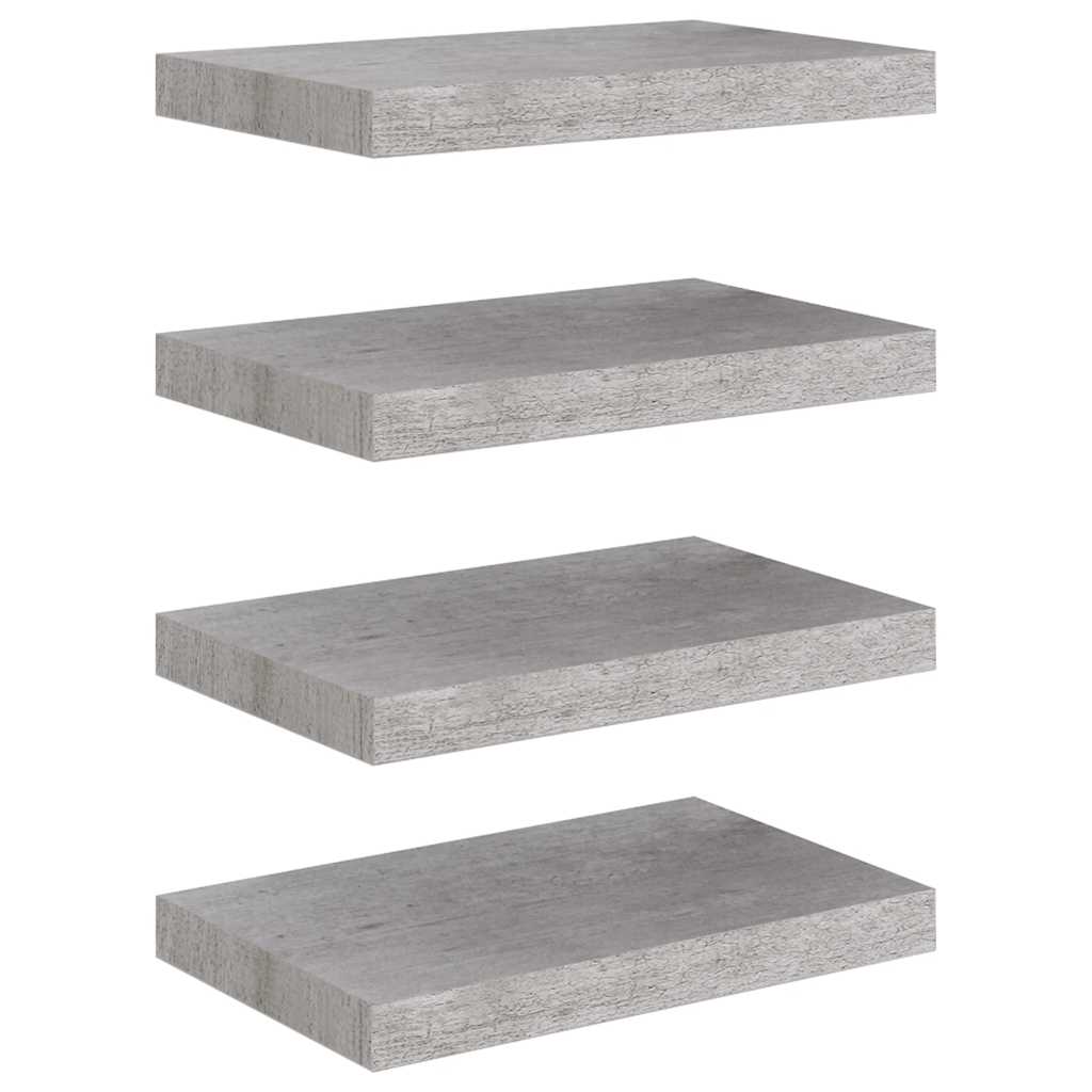 Floating Wall Shelves 4 pcs Concrete Grey 40x23.5x3.8 cm MDF