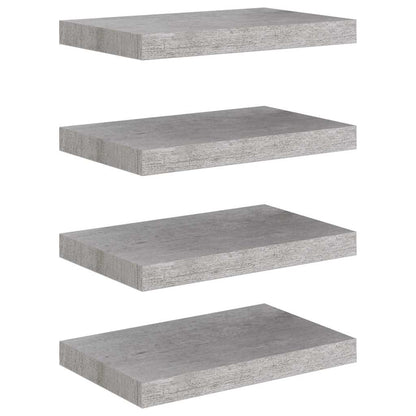 Floating Wall Shelves 4 pcs Concrete Grey 40x23.5x3.8 cm MDF