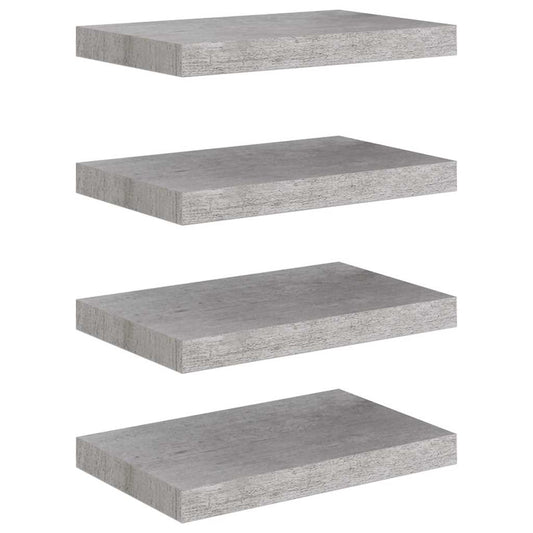 Floating Wall Shelves 4 pcs Concrete Grey 40x23.5x3.8 cm MDF