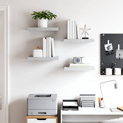Floating Wall Shelves 4 pcs Concrete Grey 40x23.5x3.8 cm MDF