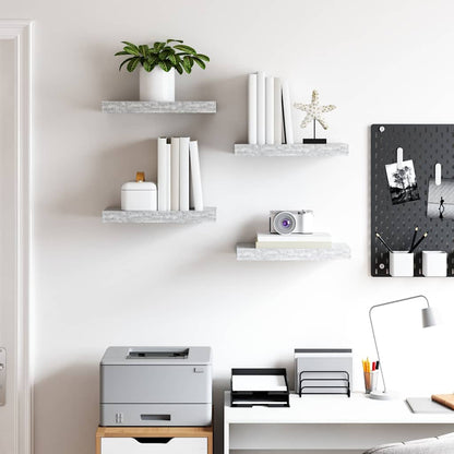 Floating Wall Shelves 4 pcs Concrete Grey 40x23x3.8 cm MDF