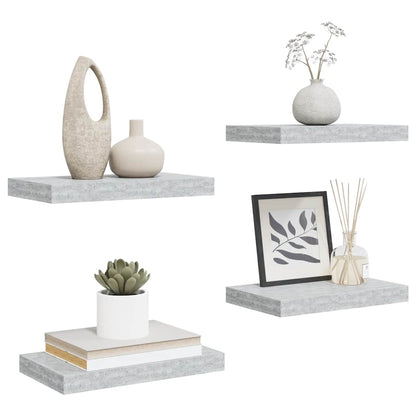 Floating Wall Shelves 4 pcs Concrete Grey 40x23.5x3.8 cm MDF