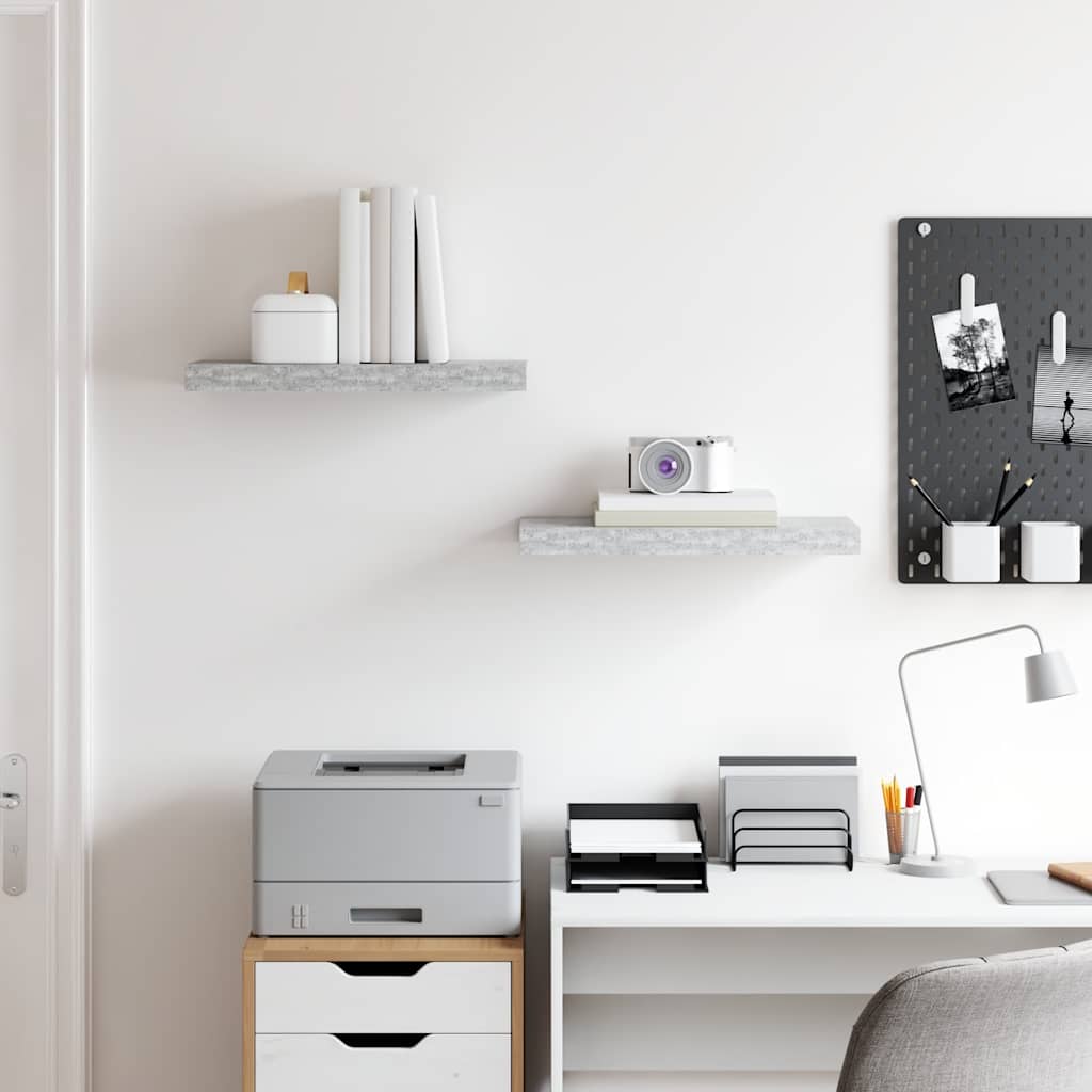 Floating Wall Shelves 2 pcs Concrete Grey 50x23.5x3.8 cm MDF