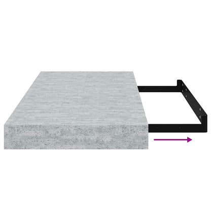 Floating Wall Shelves 2 pcs Concrete Grey 50x23x3.8 cm MDF