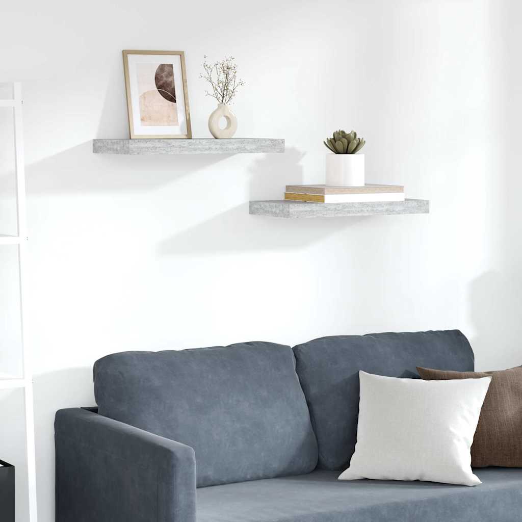 Floating Wall Shelves 2 pcs Concrete Grey 50x23.5x3.8 cm MDF