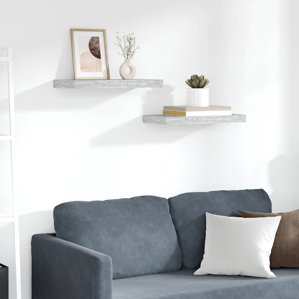 Floating Wall Shelves 2 pcs Concrete Grey 50x23x3.8 cm MDF